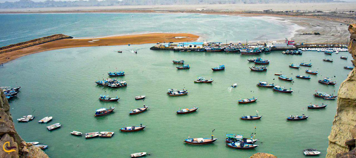 نقطه اتصال به اقیانوس و بندر اقیانوسی چابهار و تصویر زیبای آن از نمای بالا