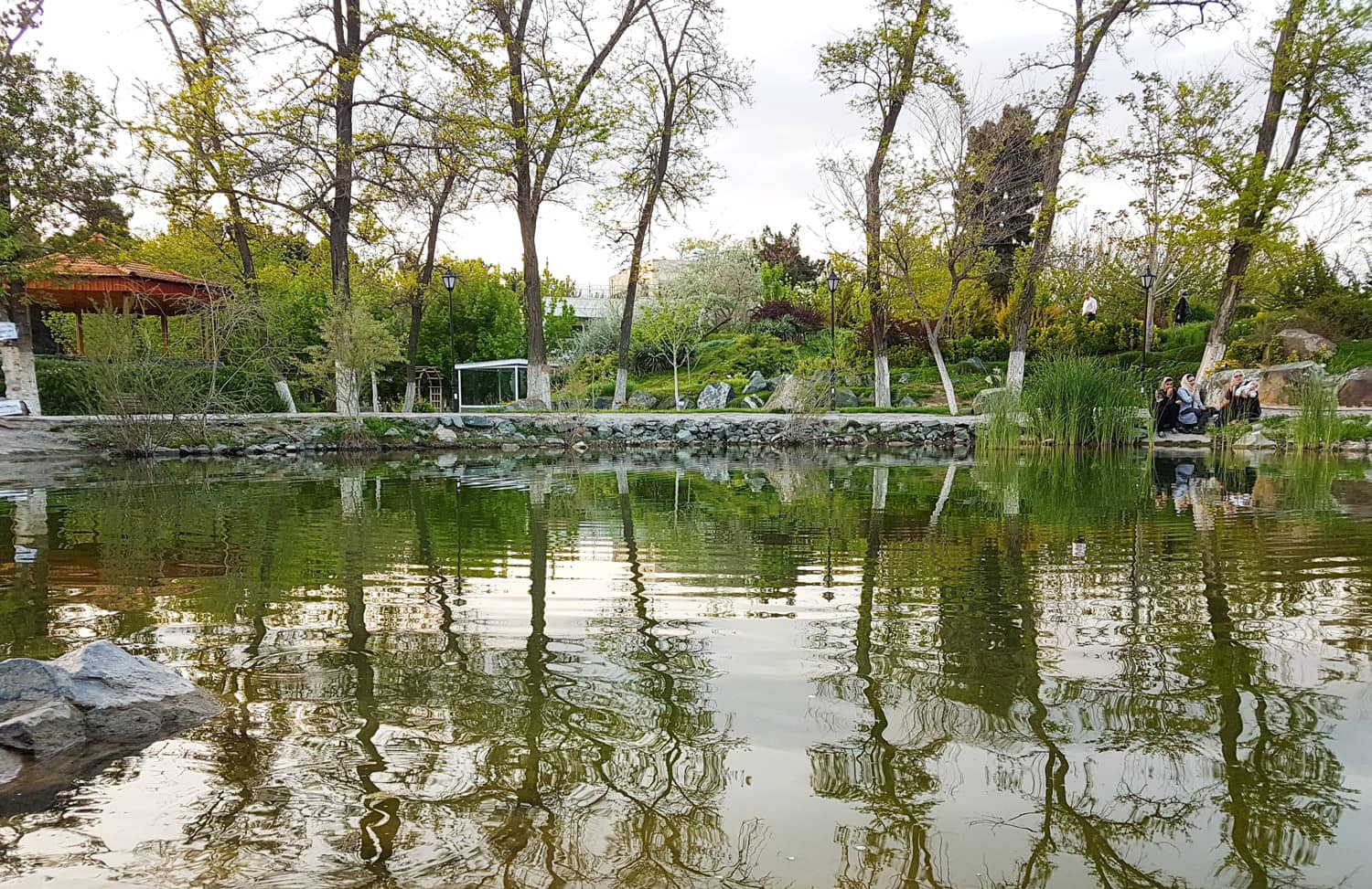نمایی از دریاچه باغ گیاه شناسی مشهد