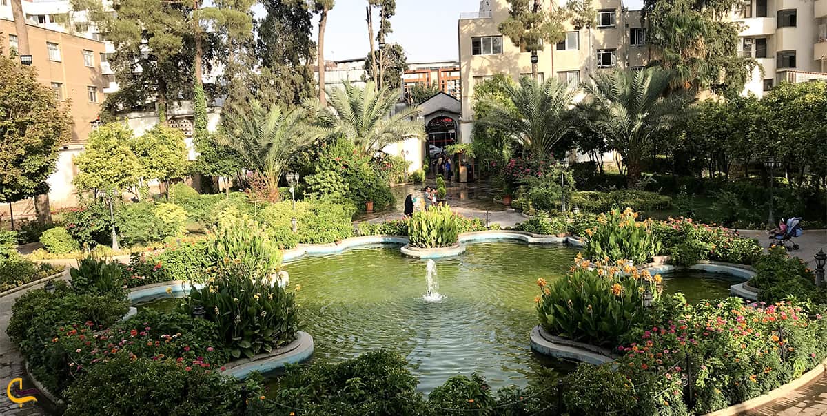 تصویر بسیار زیبای باغ ایرانی و حوض زیبای باغ عمارت شاپوری