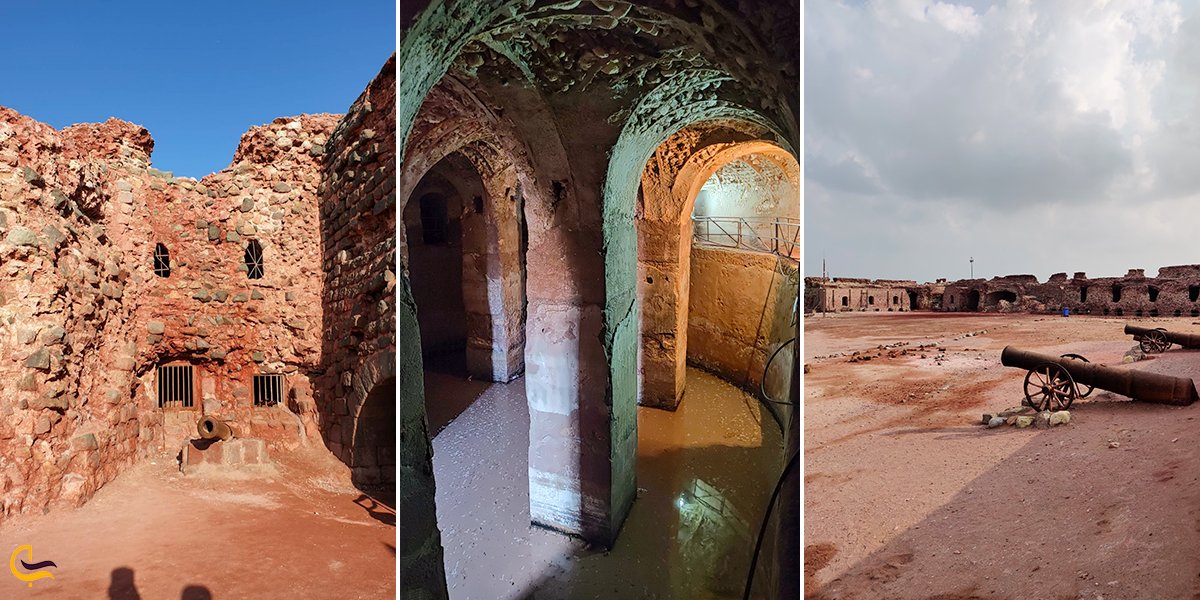 تصویری از بخش های مختلف قلعه پرتغالی ها در جزیره هرمز