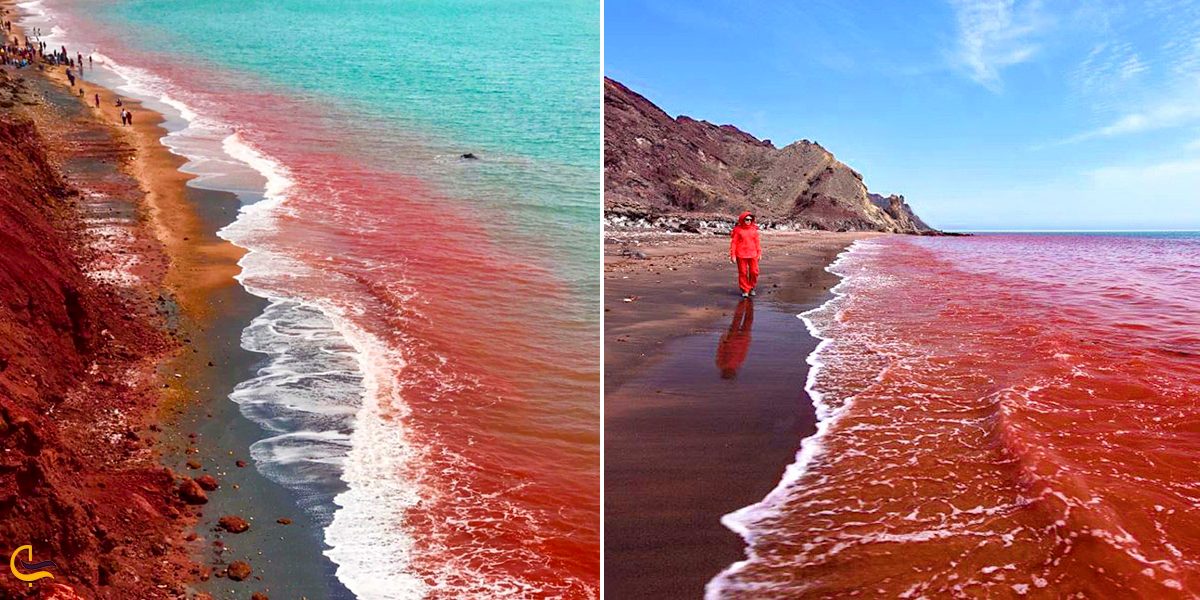 تصویری زیبا از ساحل سرخ جزیره هرمز