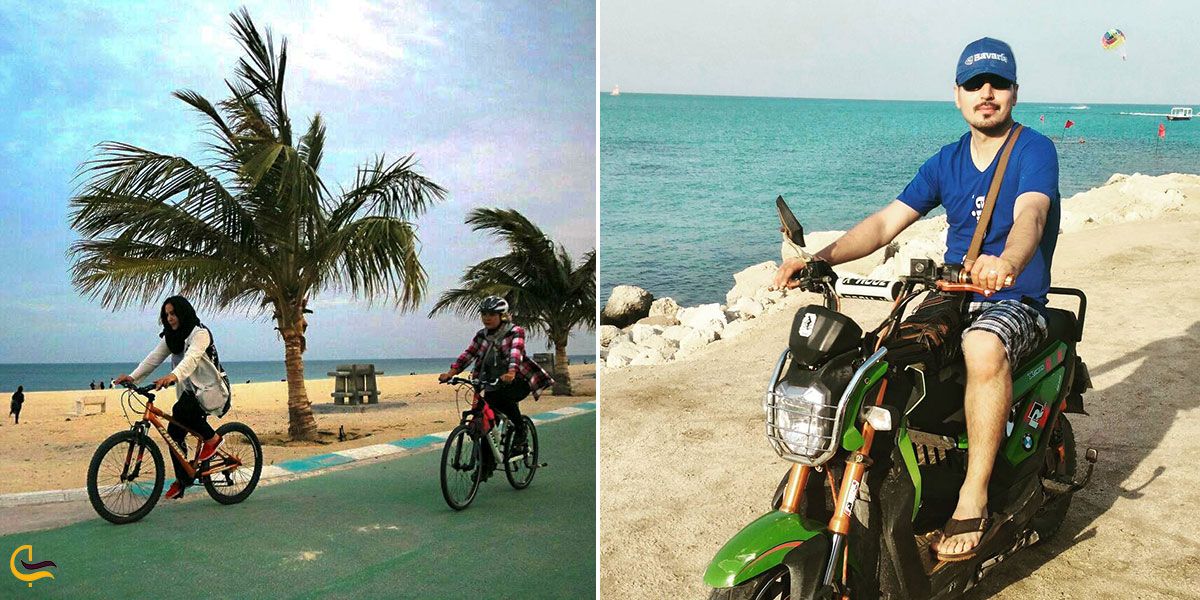 تصویری از دوچرخه سواری و موتور سواری در کیش