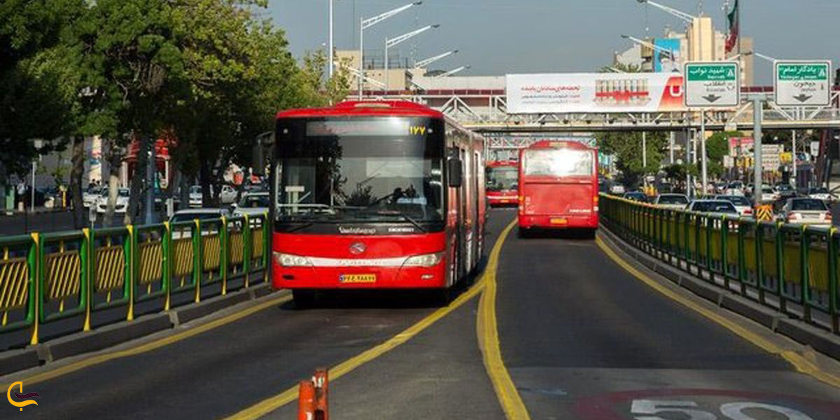 نمایی از دسترسی به تیراژه با خط اتوبوس بی آر تی