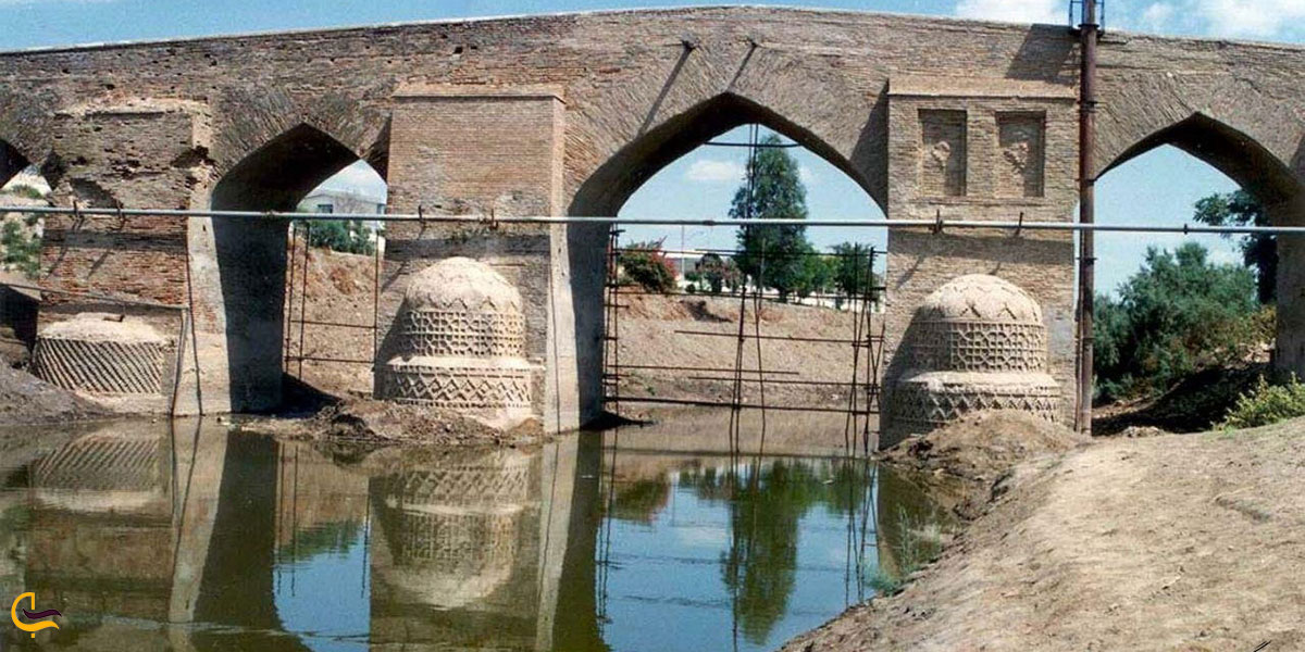 نمایی از پل آجری آق قلعه در آق قلا