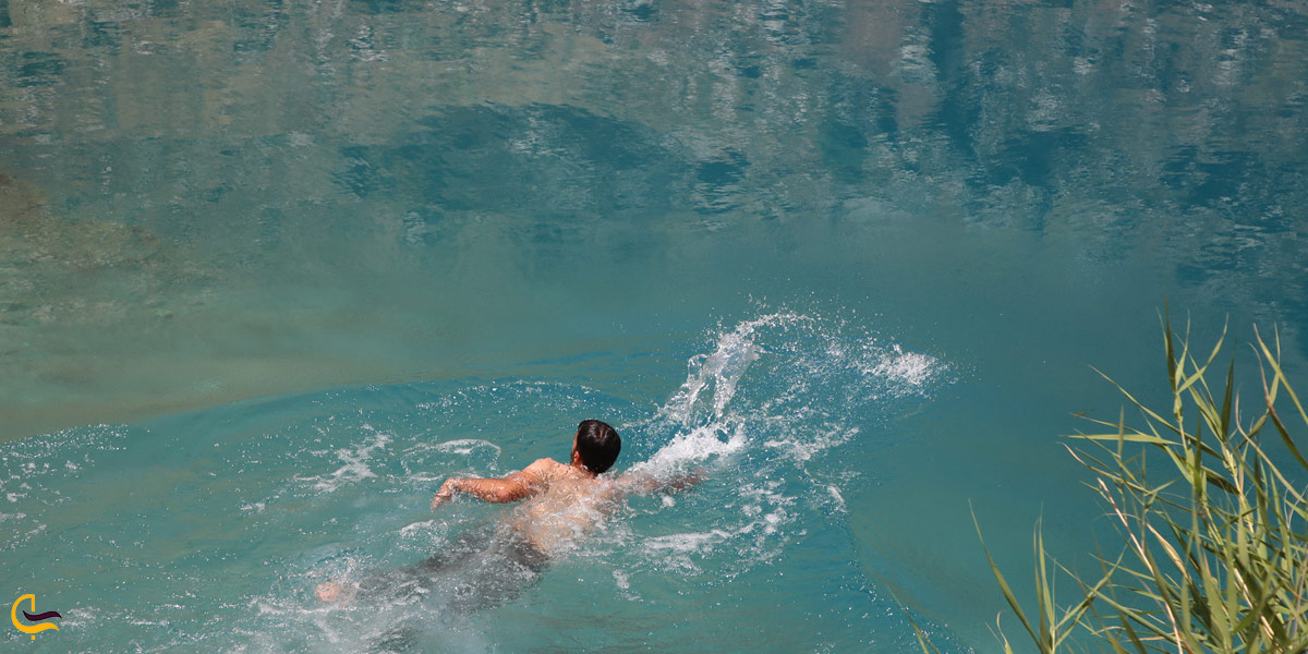 تصویری از شنا در آب های دریاچه سیاه گاو