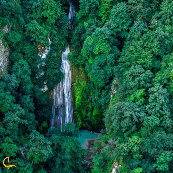 تصویری از طبیعت سرسبز اطراف آبشار لوه