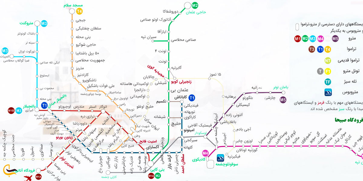 نقشه مترو استانبول - نقشه واضح استانبول