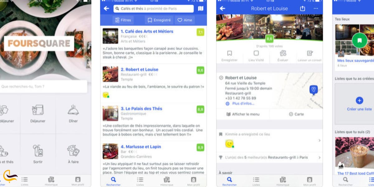 اپلیکیشن راهنمای شهرگردی  FourSquare